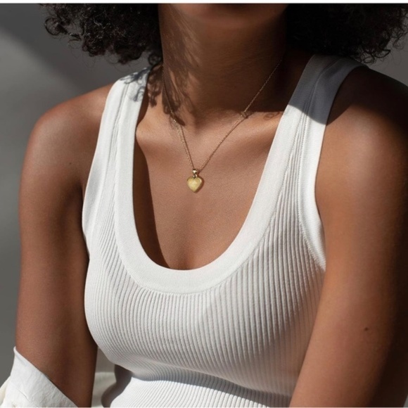 GOLD 14k Gold Plated Rose Quartz Heart Stone Necklace - Picture 2 of 5